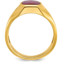 10K Yellow Gold Men's Ruby Doublet and Diamond Ring - 0.02 Carats Diamond Weight by IBGoodman
