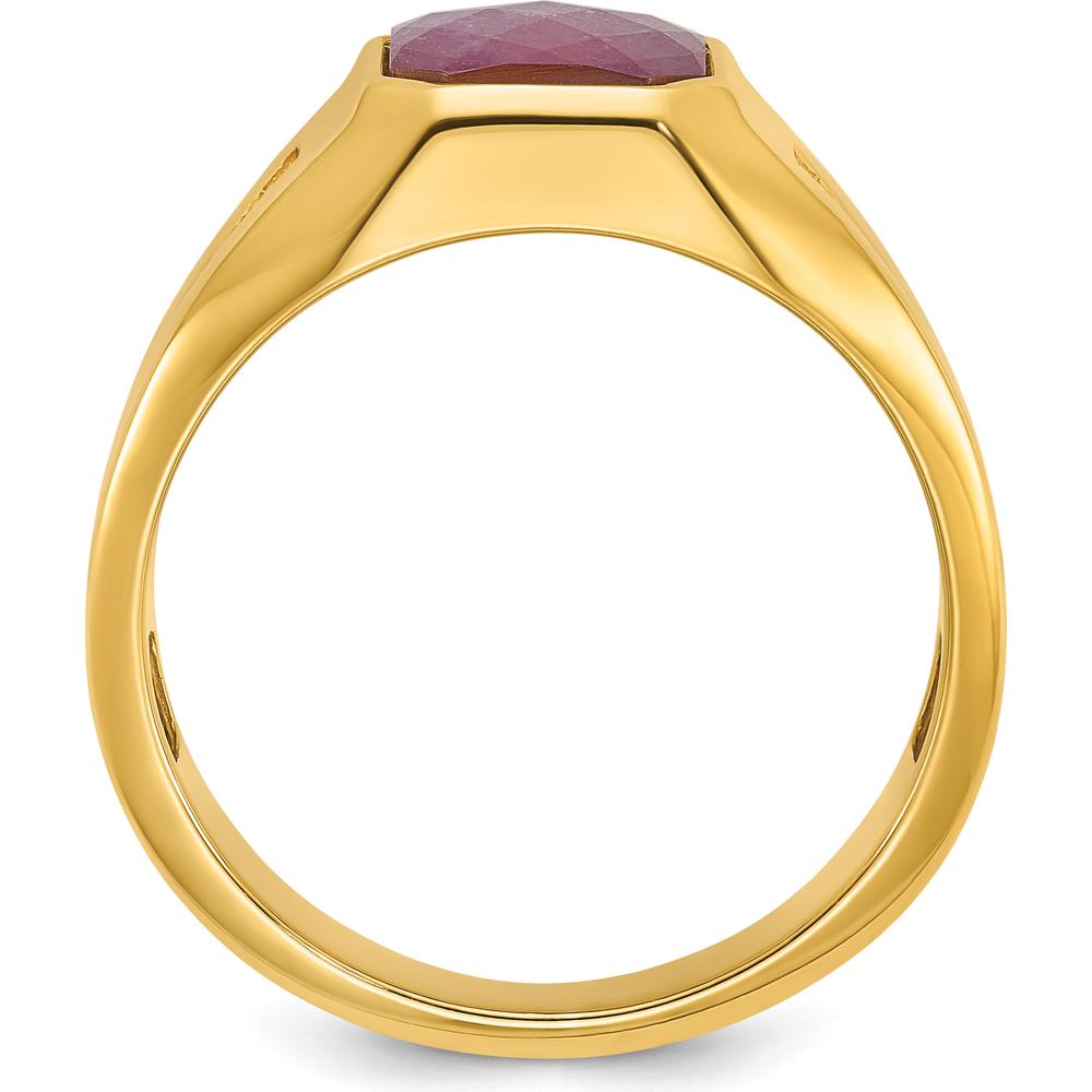10K Yellow Gold Men's Ruby Doublet and Diamond Ring - 0.02 Carats Diamond Weight by IBGoodman