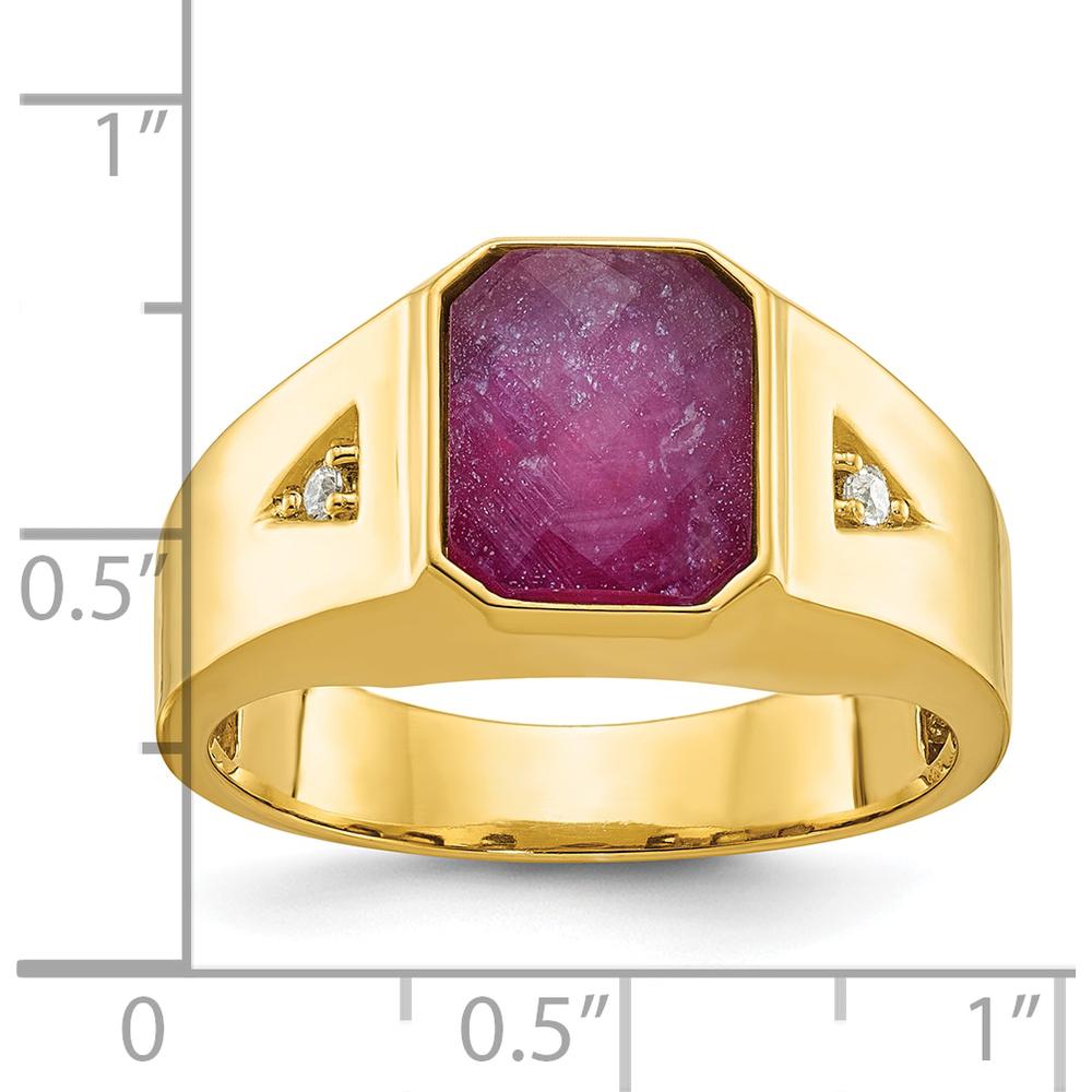 10K Yellow Gold Men's Ruby Doublet and Diamond Ring - 0.02 Carats Diamond Weight by IBGoodman