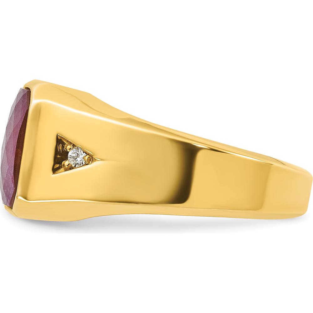 10K Yellow Gold Men's Ruby Doublet and Diamond Ring - 0.02 Carats Diamond Weight by IBGoodman