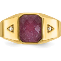 10K Yellow Gold Men's Ruby Doublet and Diamond Ring - 0.02 Carats Diamond Weight by IBGoodman