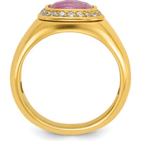 10K Yellow Gold Men's Ruby Doublet Stone and Diamond Ring with Round Diamonds by IBGoodman