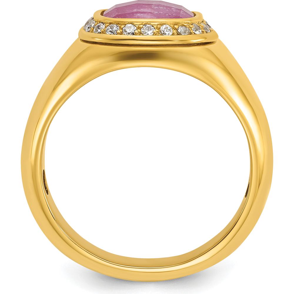 10K Yellow Gold Men's Ruby Doublet Stone and Diamond Ring with Round Diamonds by IBGoodman