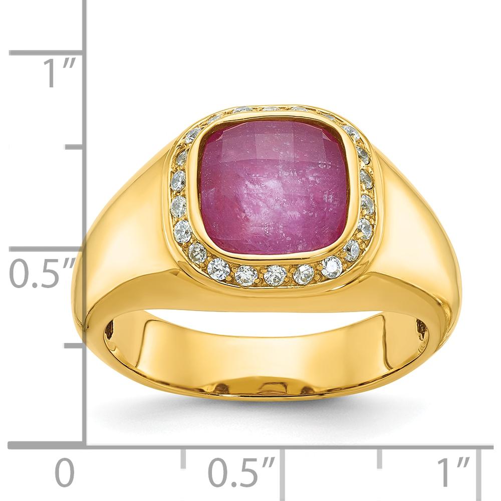 10K Yellow Gold Men's Ruby Doublet Stone and Diamond Ring with Round Diamonds by IBGoodman