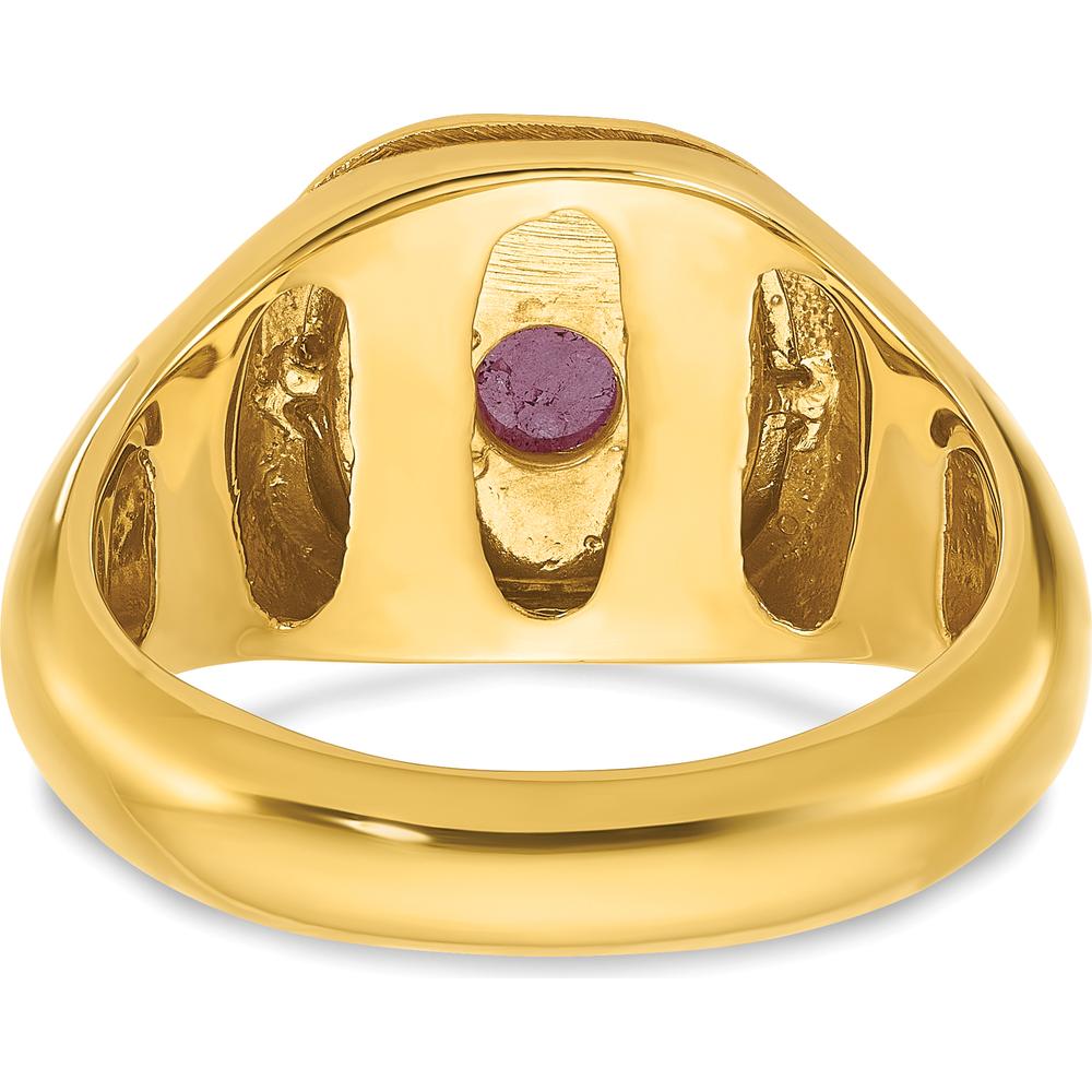 10K Yellow Gold Men's Ruby Doublet Stone and Diamond Ring with Round Diamonds by IBGoodman