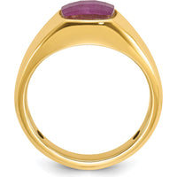 10K Yellow Gold Men's Ruby Doublet Stone Complete Ring with Lab-Created Ruby - Bold Red Elegance by IBGoodman