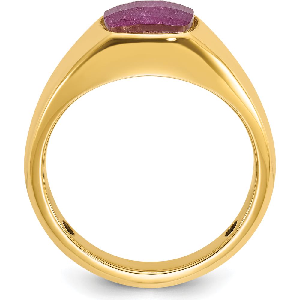 10K Yellow Gold Men's Ruby Doublet Stone Complete Ring with Lab-Created Ruby - Bold Red Elegance by IBGoodman