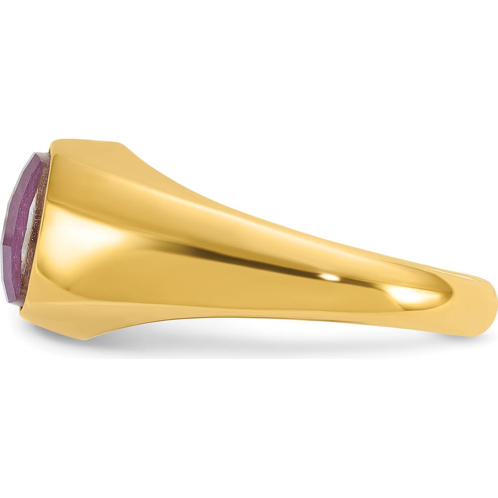 10K Yellow Gold Men's Ruby Doublet Stone Complete Ring with Lab-Created Ruby - Bold Red Elegance by IBGoodman