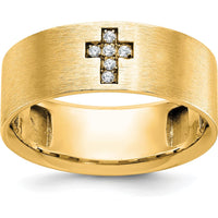 10K Yellow Gold Men's Satin Cross Ring with Diamond Accents by IBGoodman