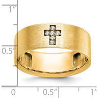 10K Yellow Gold Men's Satin Cross Ring with Diamond Accents by IBGoodman