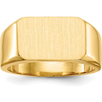10K Yellow Gold Men's Signet Ring with Polished & Brushed Finish - 10mm x 15mm Top