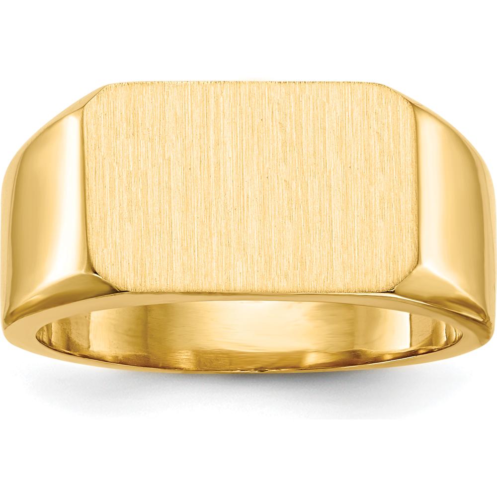 10K Yellow Gold Men's Signet Ring with Polished & Brushed Finish - 10mm x 15mm Top