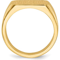 10K Yellow Gold Men's Signet Ring with Polished & Brushed Finish - 10mm x 15mm Top