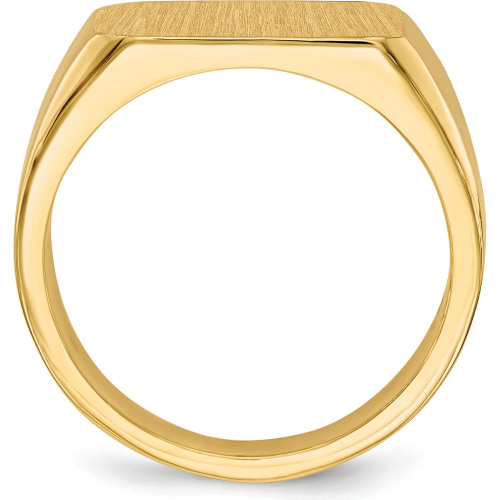 10K Yellow Gold Men's Signet Ring with Polished & Brushed Finish - 10mm x 15mm Top