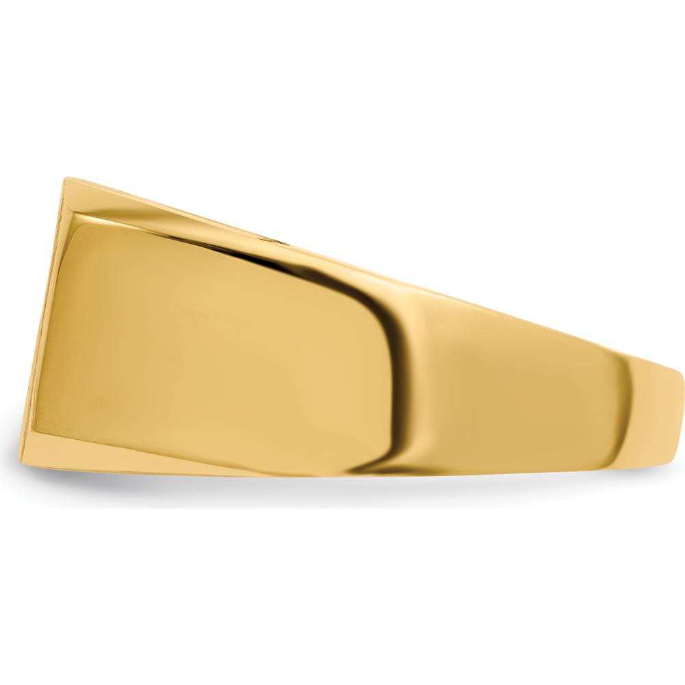 10K Yellow Gold Men's Signet Ring with Polished & Brushed Finish - 10mm x 15mm Top