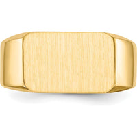 10K Yellow Gold Men's Signet Ring with Polished & Brushed Finish - 10mm x 15mm Top
