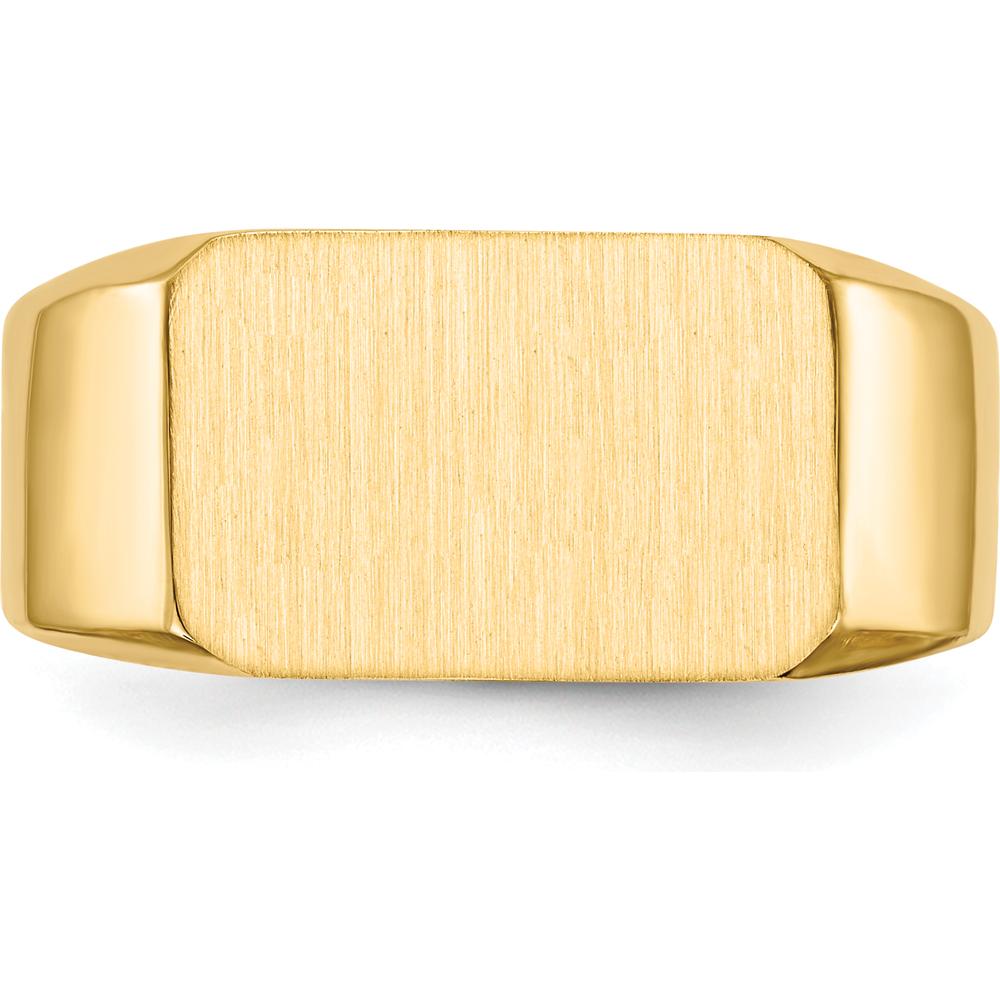 10K Yellow Gold Men's Signet Ring with Polished & Brushed Finish - 10mm x 15mm Top