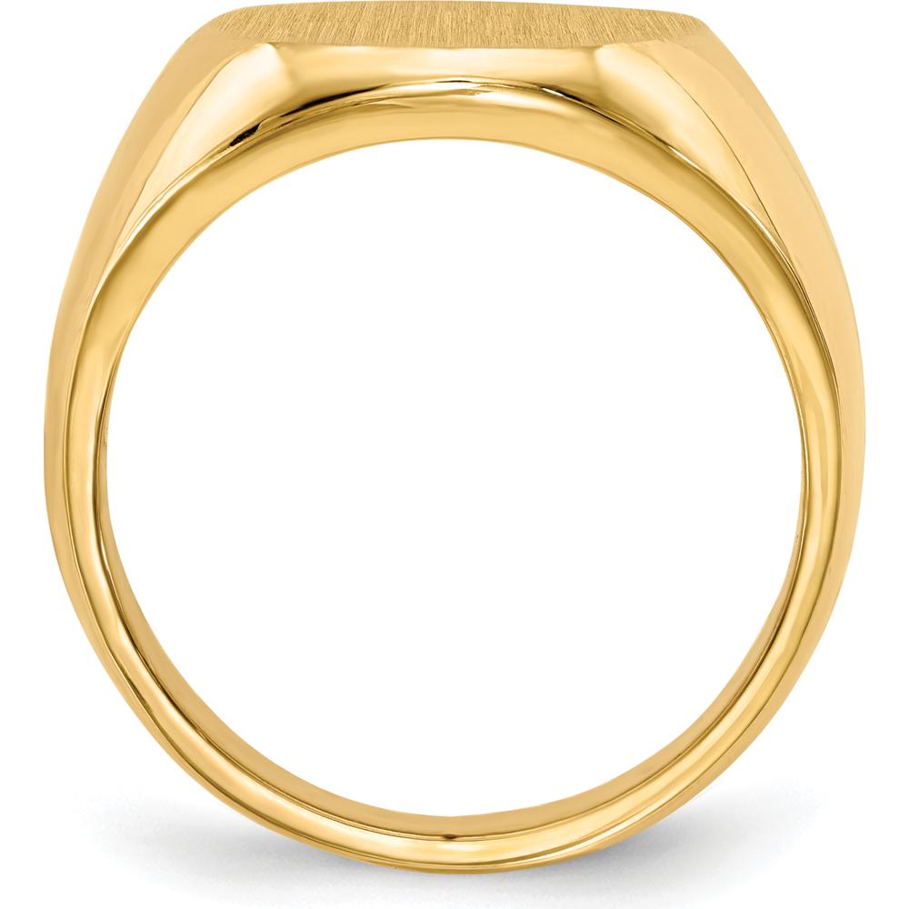 10K Yellow Gold Men's Signet Ring with Polished & Brushed Finish - Engravable, Closed Back Design