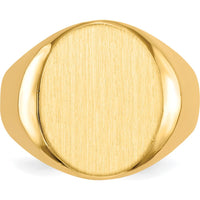 10K Yellow Gold Men's Signet Ring with Polished & Brushed Finish - Engravable, Closed Back Design