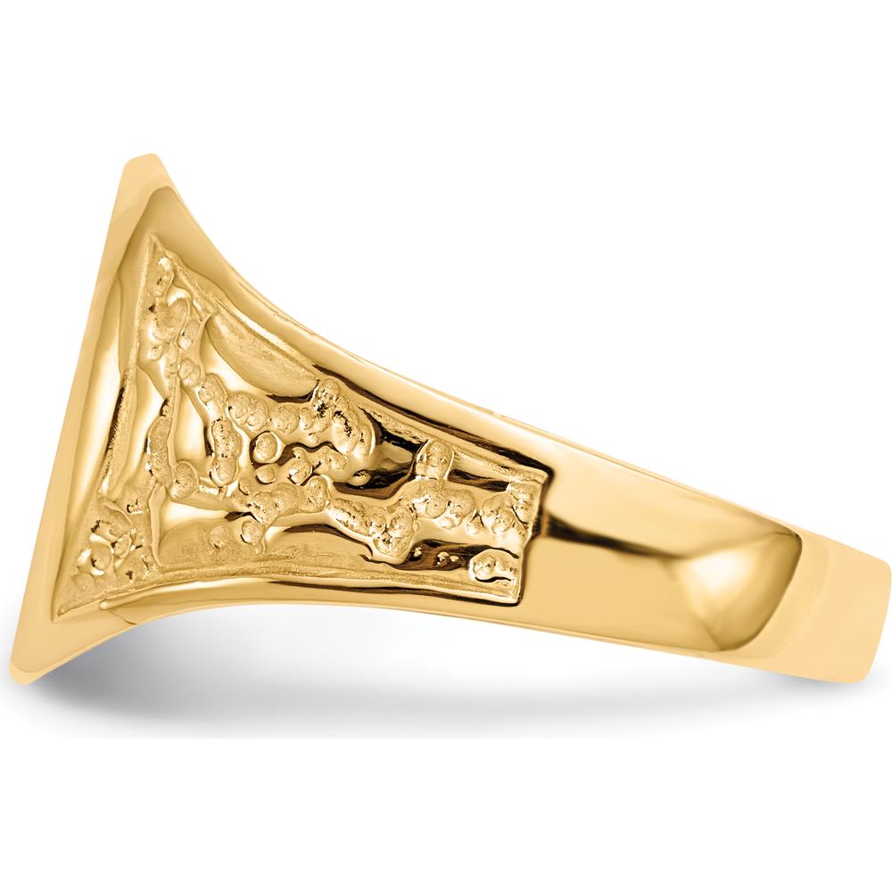 10K Yellow Gold Men's Signet Ring with Polished & Brushed Finish - Engravable Closed Back Design