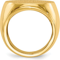 10K Yellow Gold Men's Signet Ring with Polished & Brushed Finish - Engravable, Tapered Band, 21mm Top Width