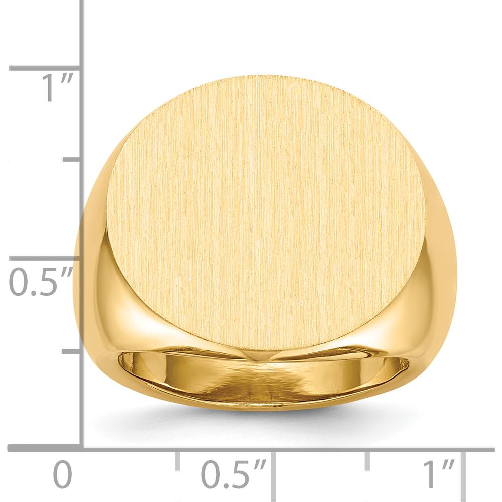 10K Yellow Gold Men's Signet Ring with Polished & Brushed Finish - Engravable, Tapered Band, 21mm Top Width