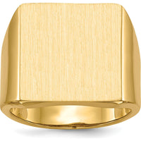 10K Yellow Gold Men's Signet Ring with Polished & Brushed Finish - Sizeable, Engravable, Open Back Design