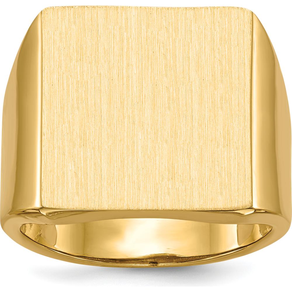 10K Yellow Gold Men's Signet Ring with Polished & Brushed Finish - Sizeable, Engravable, Open Back Design