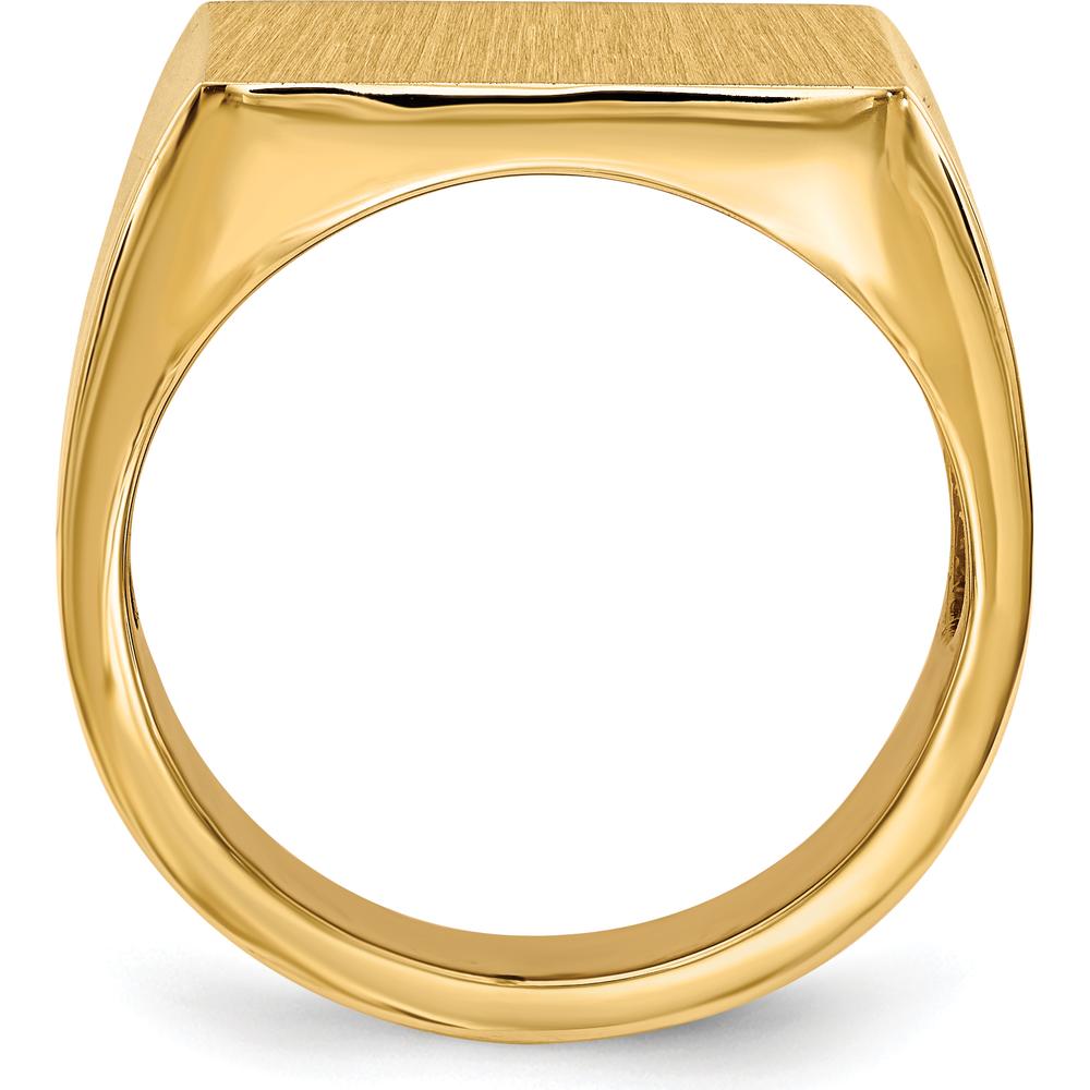 10K Yellow Gold Men's Signet Ring with Polished & Brushed Finish - Sizeable, Engravable, Open Back Design