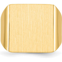 10K Yellow Gold Men's Signet Ring with Polished & Brushed Finish - Sizeable, Engravable, Open Back Design