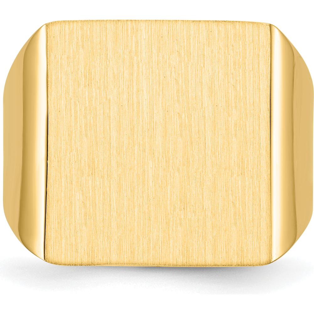 10K Yellow Gold Men's Signet Ring with Polished & Brushed Finish - Sizeable, Engravable, Open Back Design