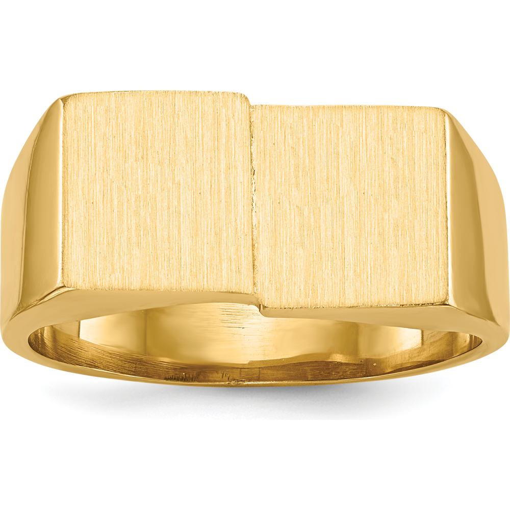 10K Yellow Gold Men's Signet Ring with Polished and Satin Finish - 10.0x17.0mm Face