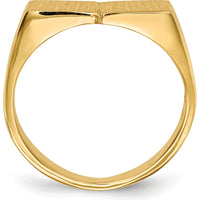10K Yellow Gold Men's Signet Ring with Polished and Satin Finish - 10.0x17.0mm Face