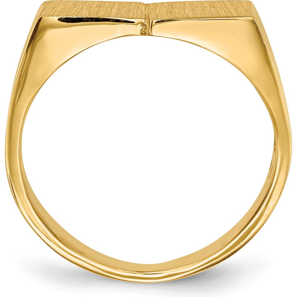 10K Yellow Gold Men's Signet Ring with Polished and Satin Finish - 10.0x17.0mm Face