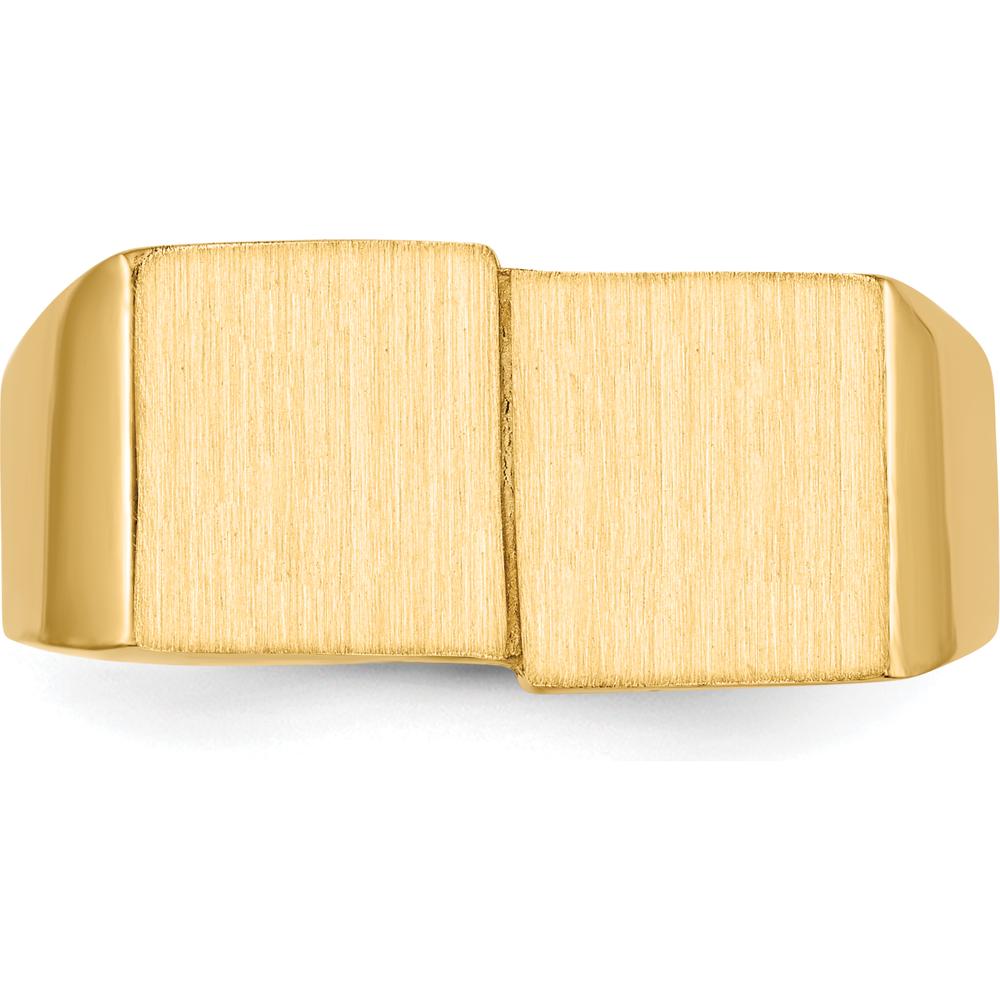 10K Yellow Gold Men's Signet Ring with Polished and Satin Finish - 10.0x17.0mm Face