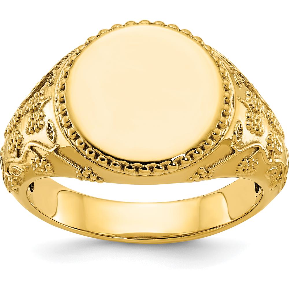 10K Yellow Gold Men's Signet Ring with Polished Finish by IBGoodman