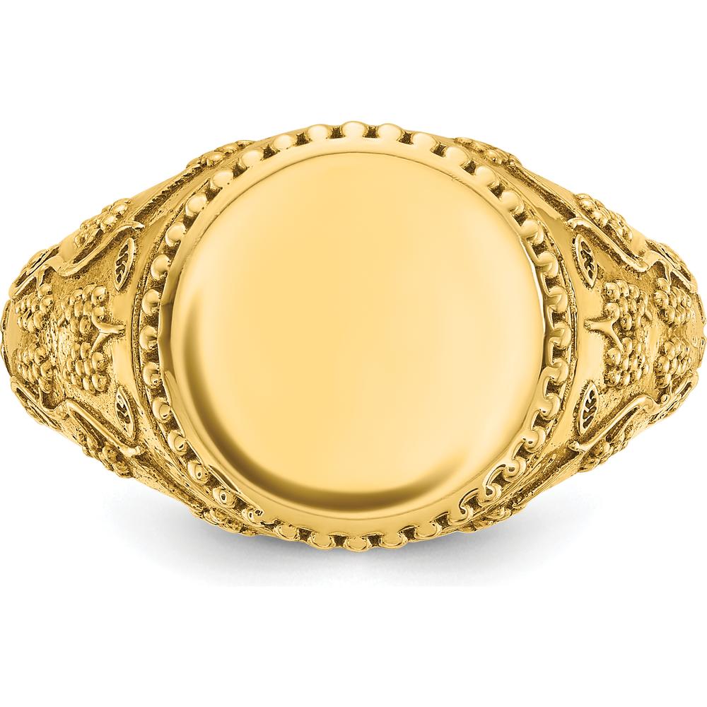 10K Yellow Gold Men's Signet Ring with Polished Finish by IBGoodman