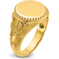 10K Yellow Gold Men's Signet Ring with Polished Finish by IBGoodman