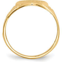 10K Yellow Gold Men's Signet Ring with Satin and Brushed Finish - Custom Engravable, 15mm Top