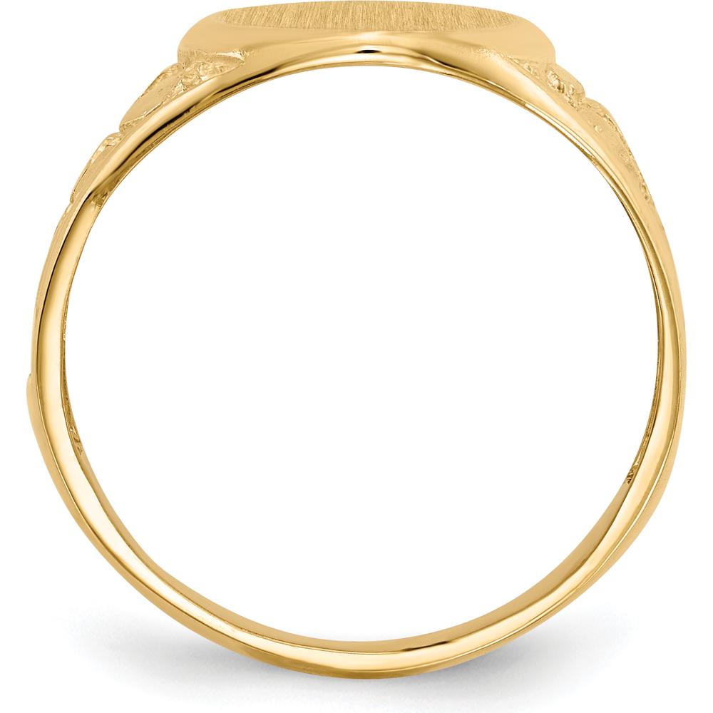 10K Yellow Gold Men's Signet Ring with Satin and Brushed Finish - Custom Engravable, 15mm Top