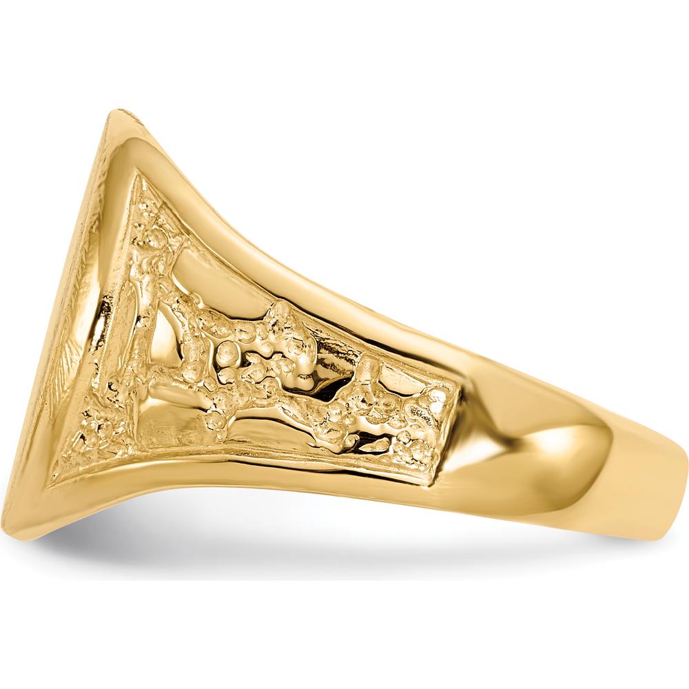 10K Yellow Gold Men's Signet Ring with Satin and Brushed Finish - Custom Engravable, 15mm Top