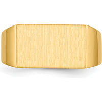 10K Yellow Gold Men's Signet Ring with Satin and Polished Finish - Engravable, 9.0x15.0mm