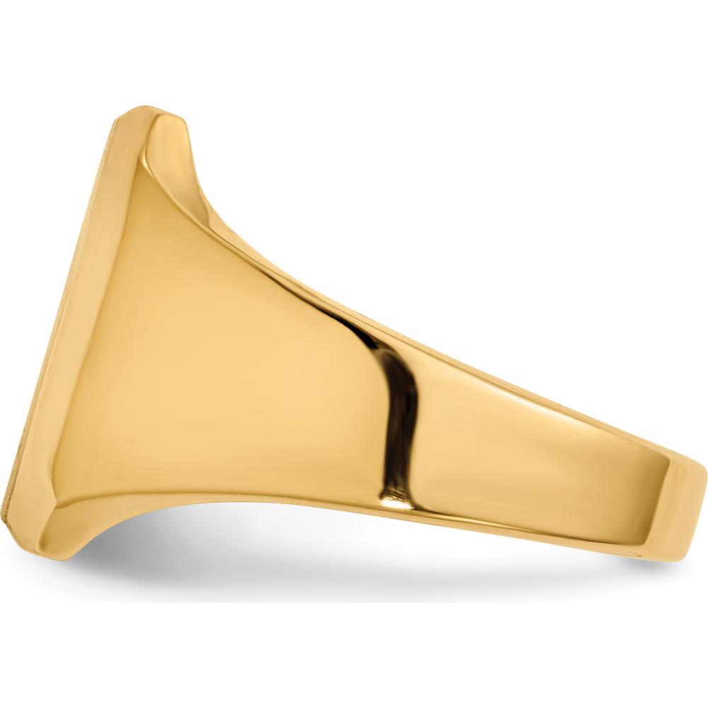 10K Yellow Gold Men's Signet Ring with Satin Brushed Finish - 15.0mm x 12.5mm