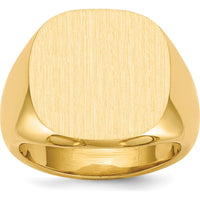 10K Yellow Gold Men's Signet Ring with Satin Finish - 17x17mm