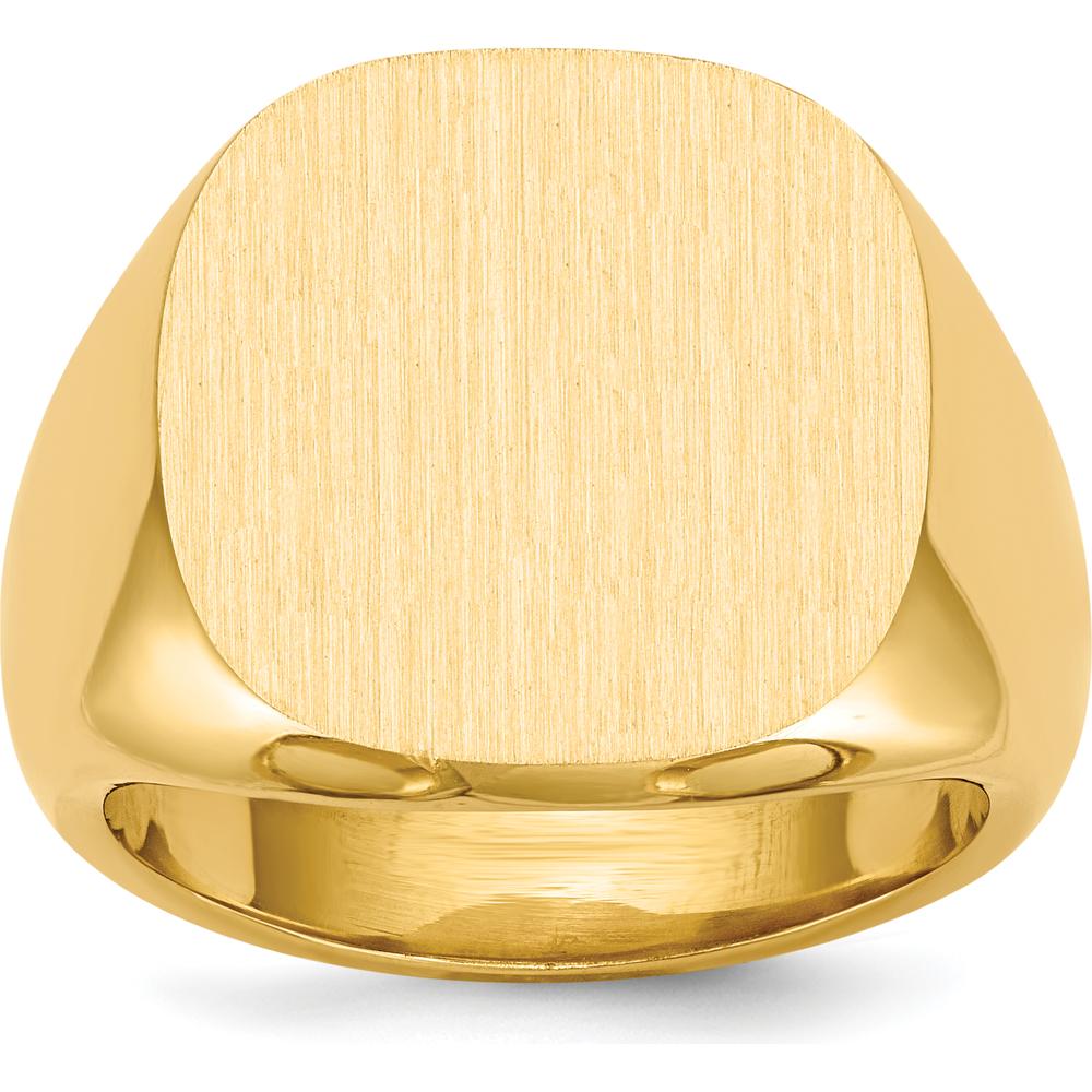 10K Yellow Gold Men's Signet Ring with Satin Finish - 17x17mm