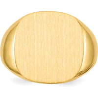 10K Yellow Gold Men's Signet Ring with Satin Finish - 17x17mm