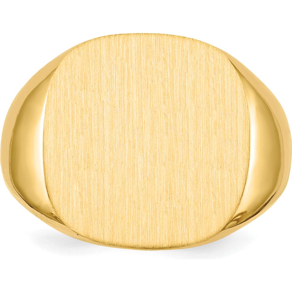 10K Yellow Gold Men's Signet Ring with Satin Finish - 17x17mm