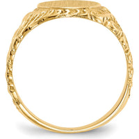 10K Yellow Gold Men's Signet Ring with Satin Finish and Engravable Top - 13mm x 10.5mm Top Dimensions