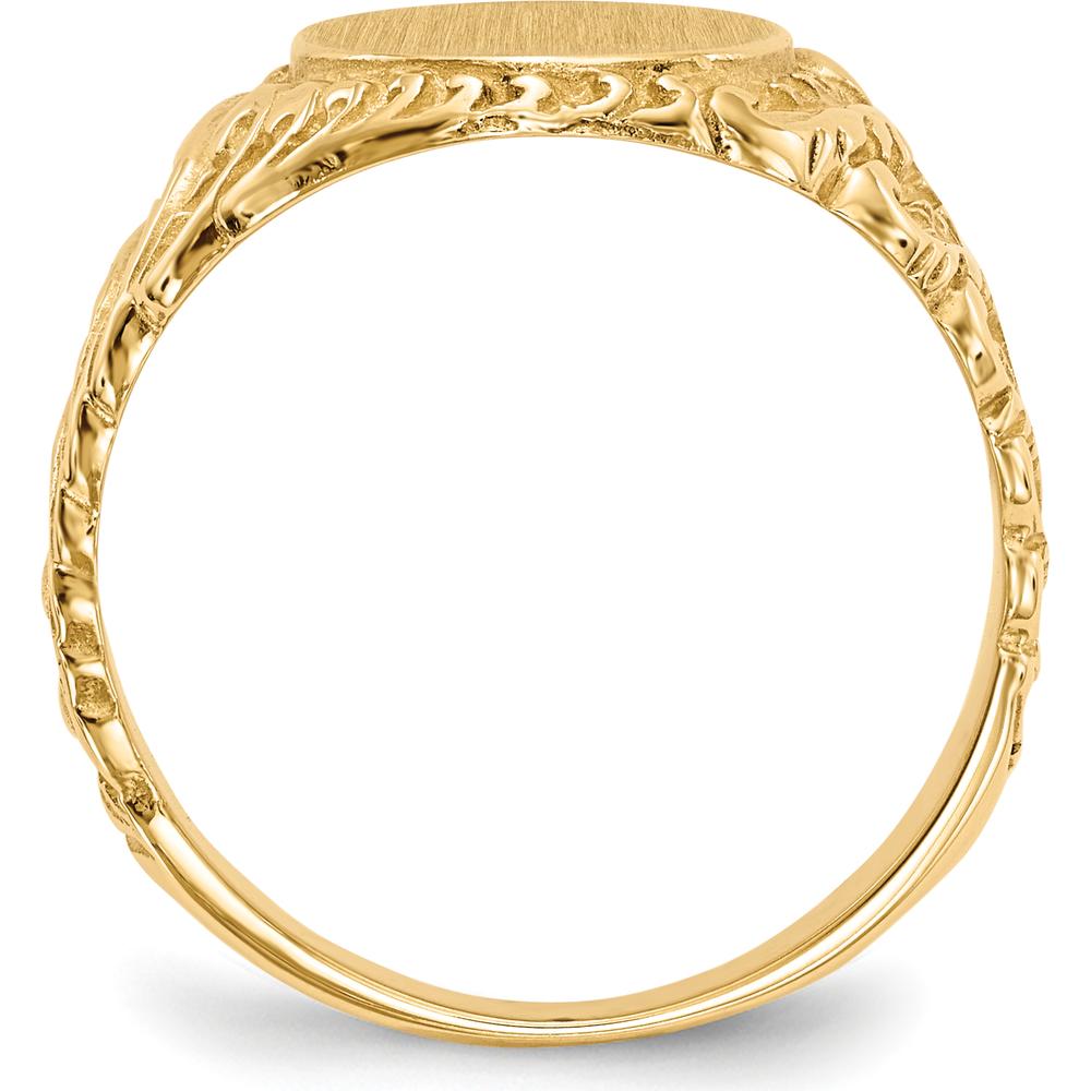 10K Yellow Gold Men's Signet Ring with Satin Finish and Engravable Top - 13mm x 10.5mm Top Dimensions
