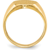 10K Yellow Gold Men's Signet Ring with Satin Finish and Engravable Top - 15x13.5mm